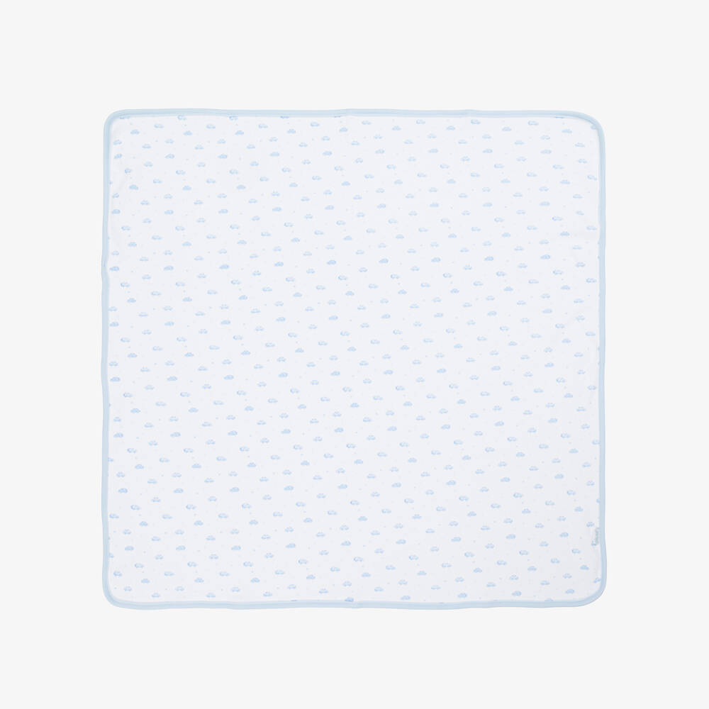 Little Me-Baby Boys Blue & White Cotton Teddy Bears Blanket (2 Pack) | Childrensalon Outlet