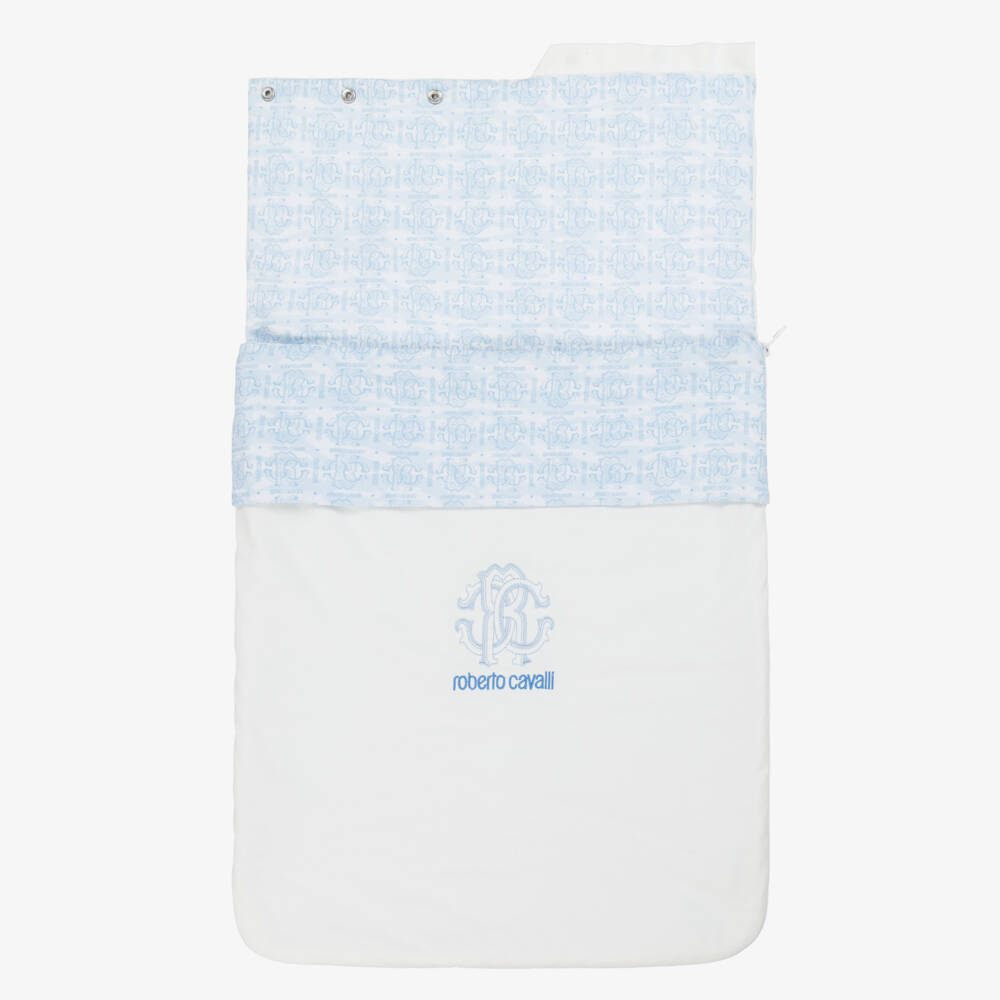 Roberto Cavalli-Baby Boys Blue & White Monogram Logo Nest (74cm) | Childrensalon Outlet