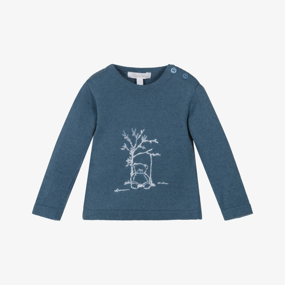 Patachou-كنزة صوفية زرقاء للأولاد بتصميم دب | Childrensalon Outlet
