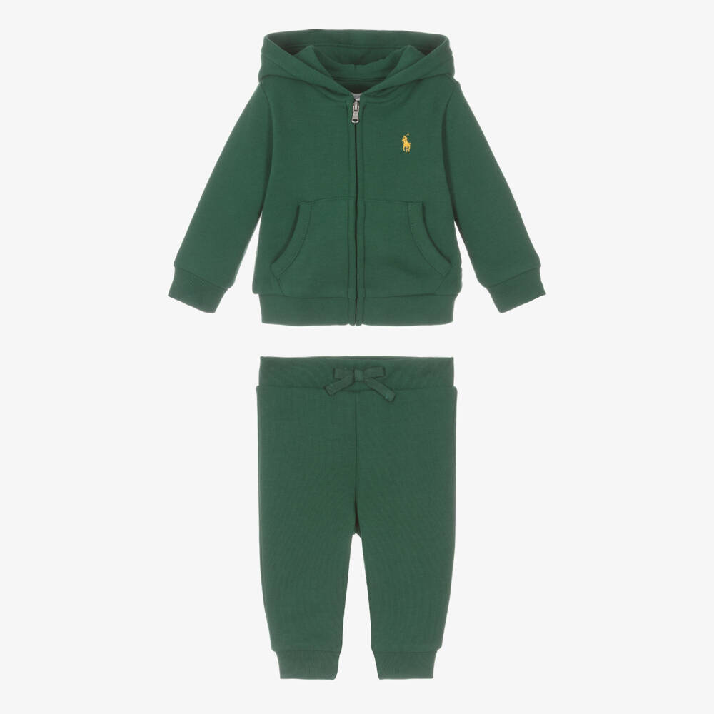 Ralph Lauren-Baby Boys Green Hooded Pony Logo Tracksuit | Childrensalon Outlet