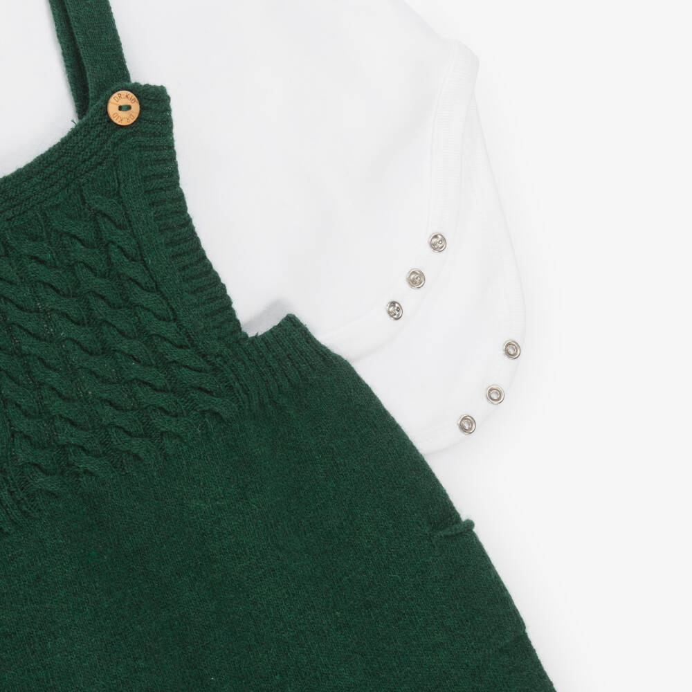 Dr. Kid-Baby Boys Green Knitted Dungarees & Bodysuit Set | Childrensalon Outlet
