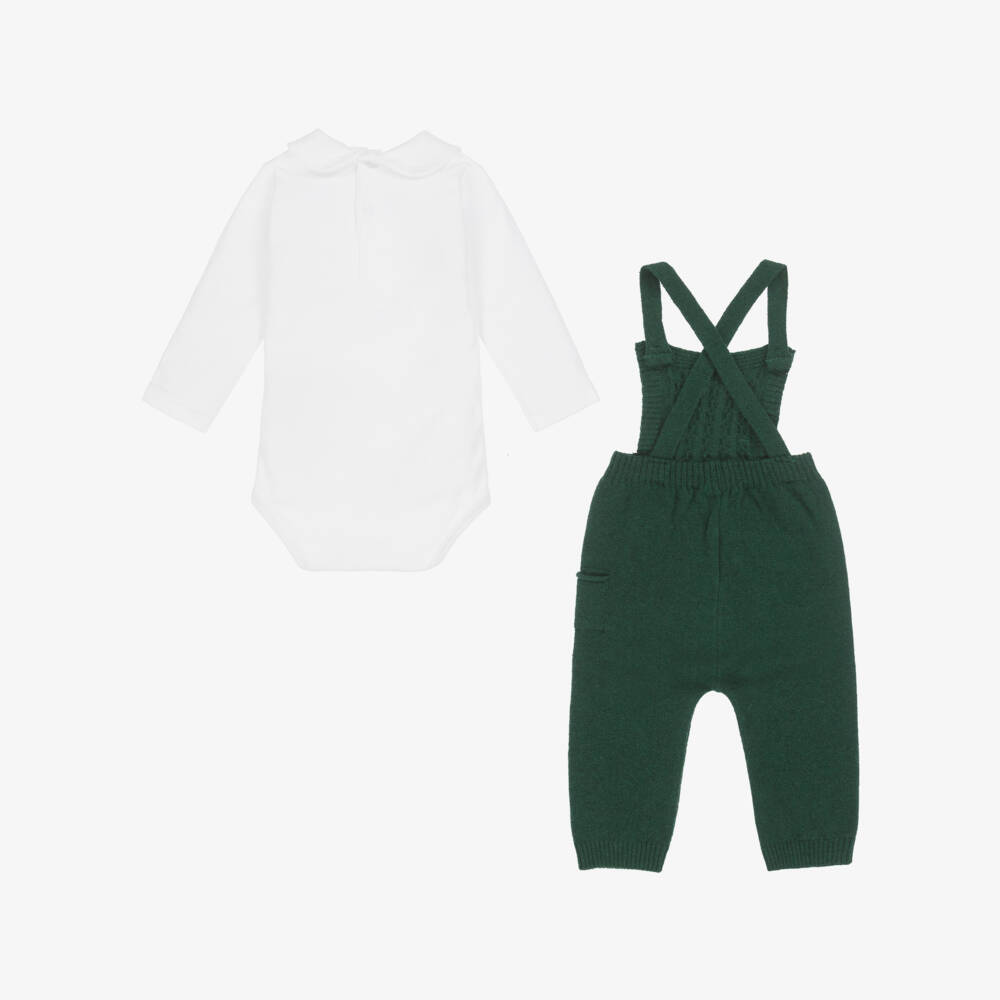 Dr. Kid-Baby Boys Green Knitted Dungarees & Bodysuit Set | Childrensalon Outlet