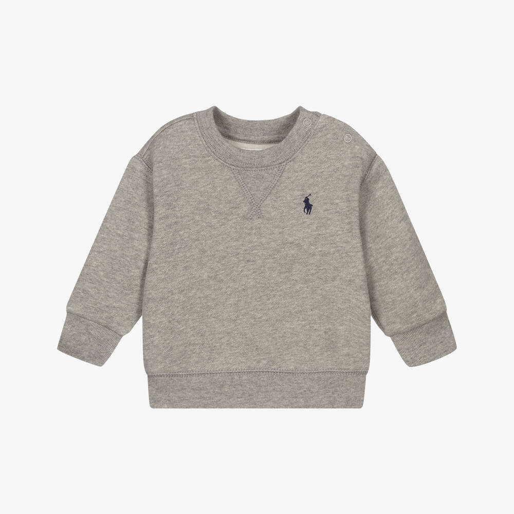 Ralph Lauren-Baby Boys Grey Cotton Sweatshirt | Childrensalon Outlet