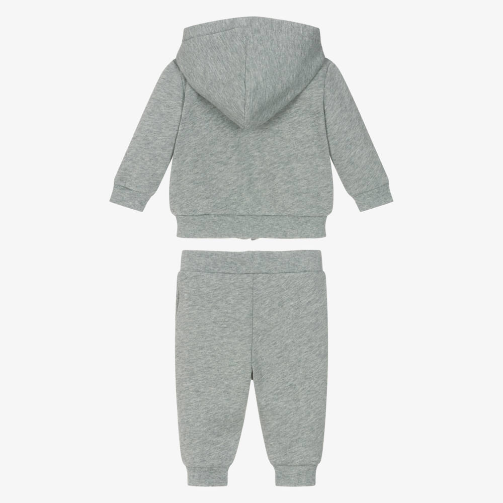 Ralph Lauren-Baby Boys Grey Marl Hooded Pony Logo Tracksuit | Childrensalon Outlet