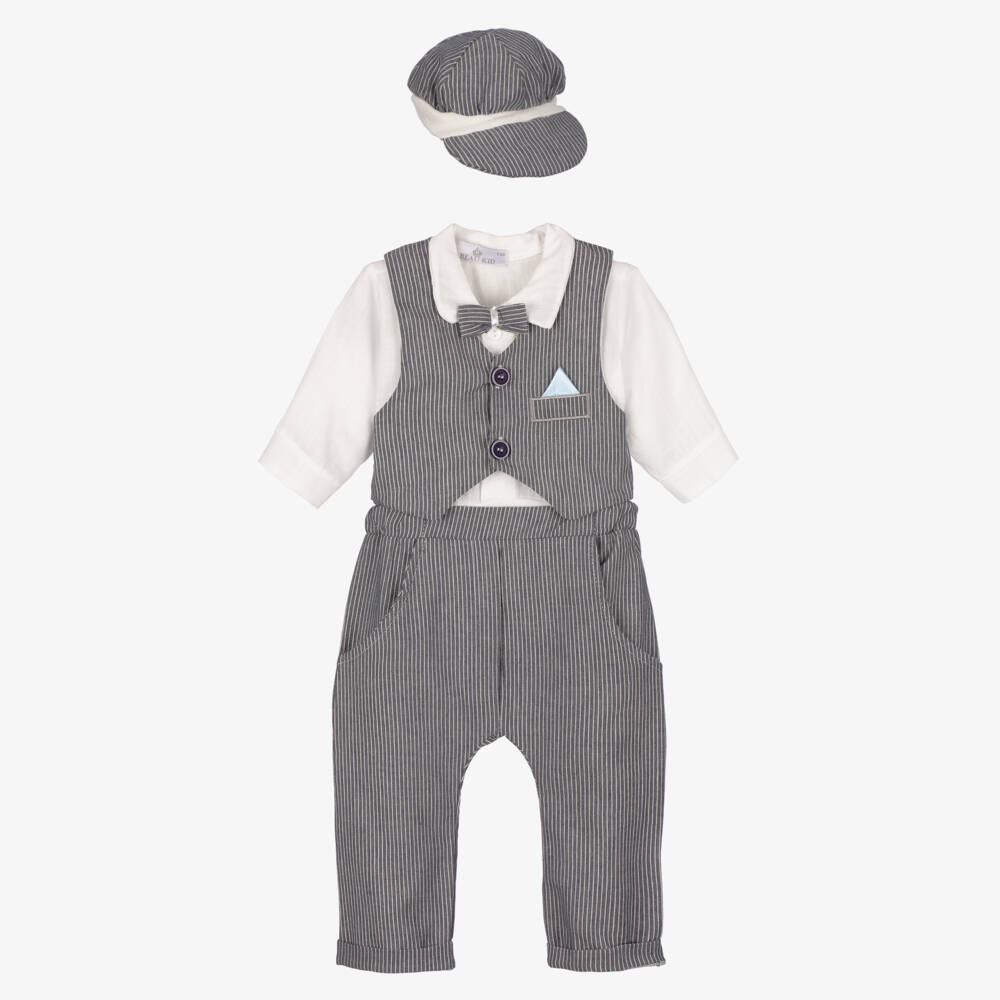 Beau KiD-Baby Boys Grey Waistcoat Suit | Childrensalon Outlet