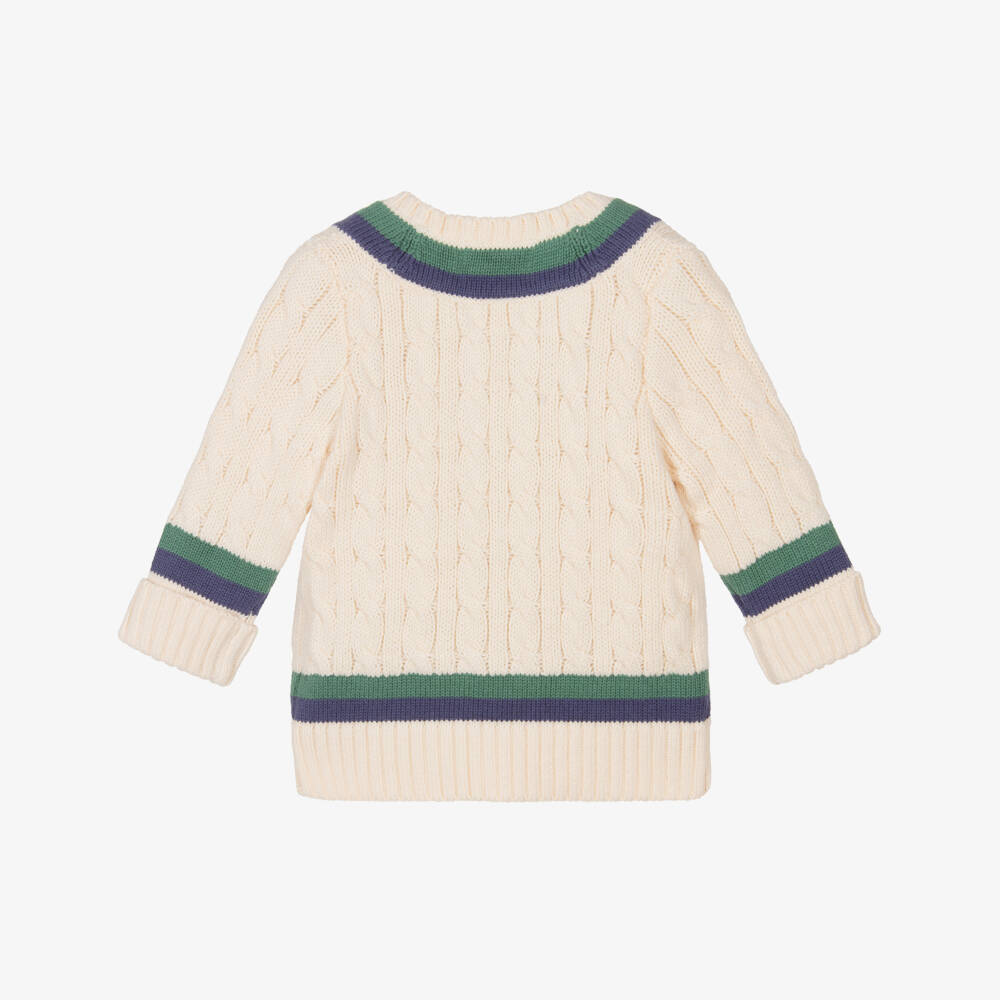 Ralph Lauren-Baby Boys Ivory Cable Knit Cricket Sweater | Childrensalon Outlet