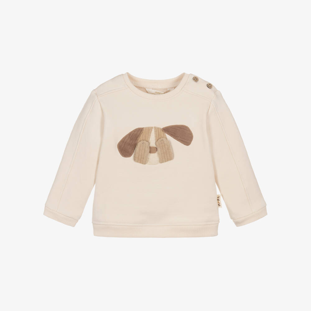 Mayoral Newborn-Baby Boys Ivory Cotton Dog Sweatshirt | Childrensalon Outlet