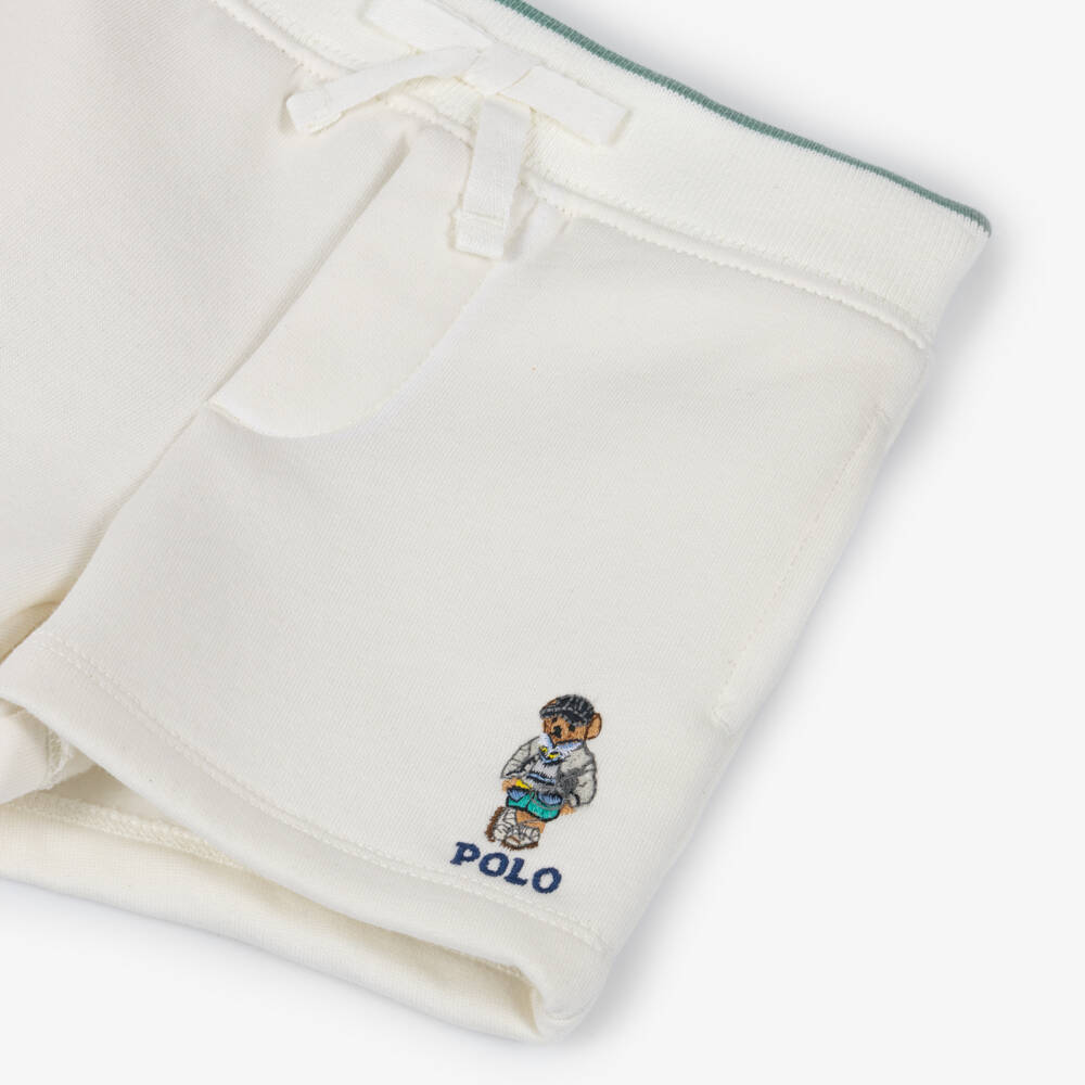 Ralph Lauren-Baby Boys Ivory Cotton Jersey Polo Bear Shorts | Childrensalon Outlet