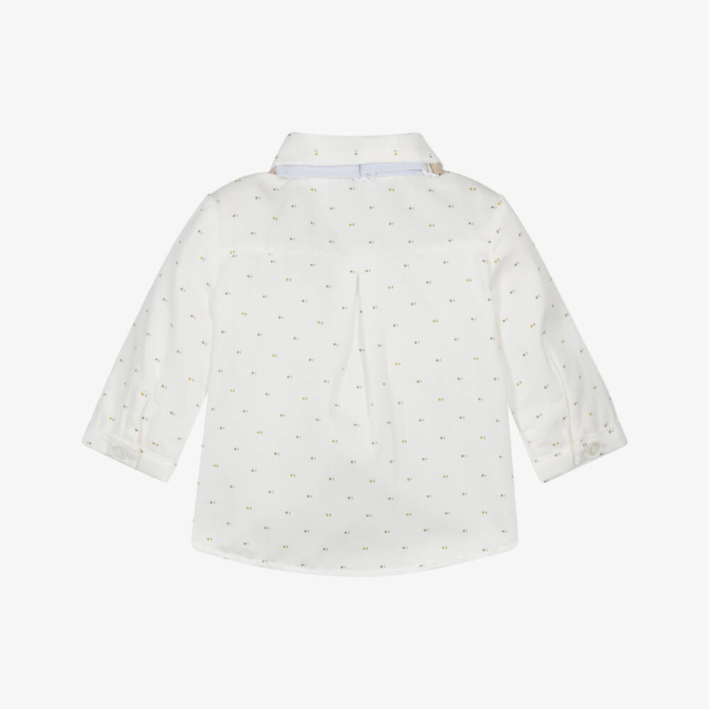 Mayoral Newborn-Baby Boys Ivory Cotton Shirt & Beige Bow Tie | Childrensalon Outlet