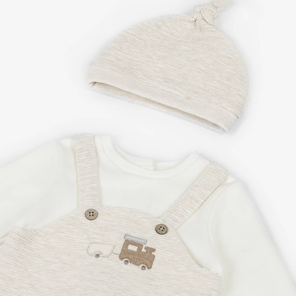 Mayoral Для новорожденных-Baby Boys Ivory Cotton Train Babysuit Set | Childrensalon Outlet