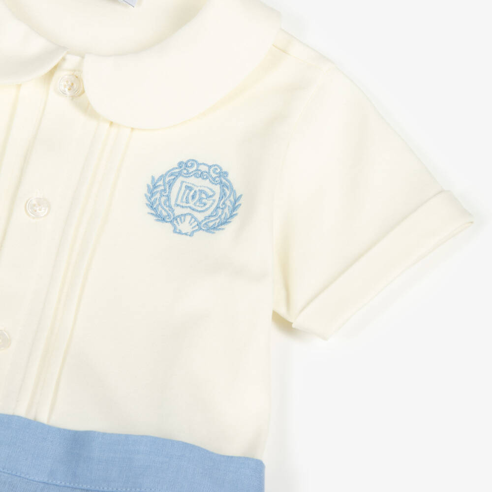 Dolce & Gabbana-Baby Boys Ivory Jersey & Blue Linen Shortie | Childrensalon Outlet