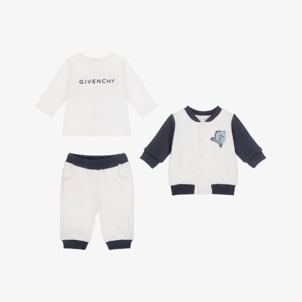 Givenchy-Baby Boys Ivory Quilted Jersey Trouser Set | Childrensalon Outlet