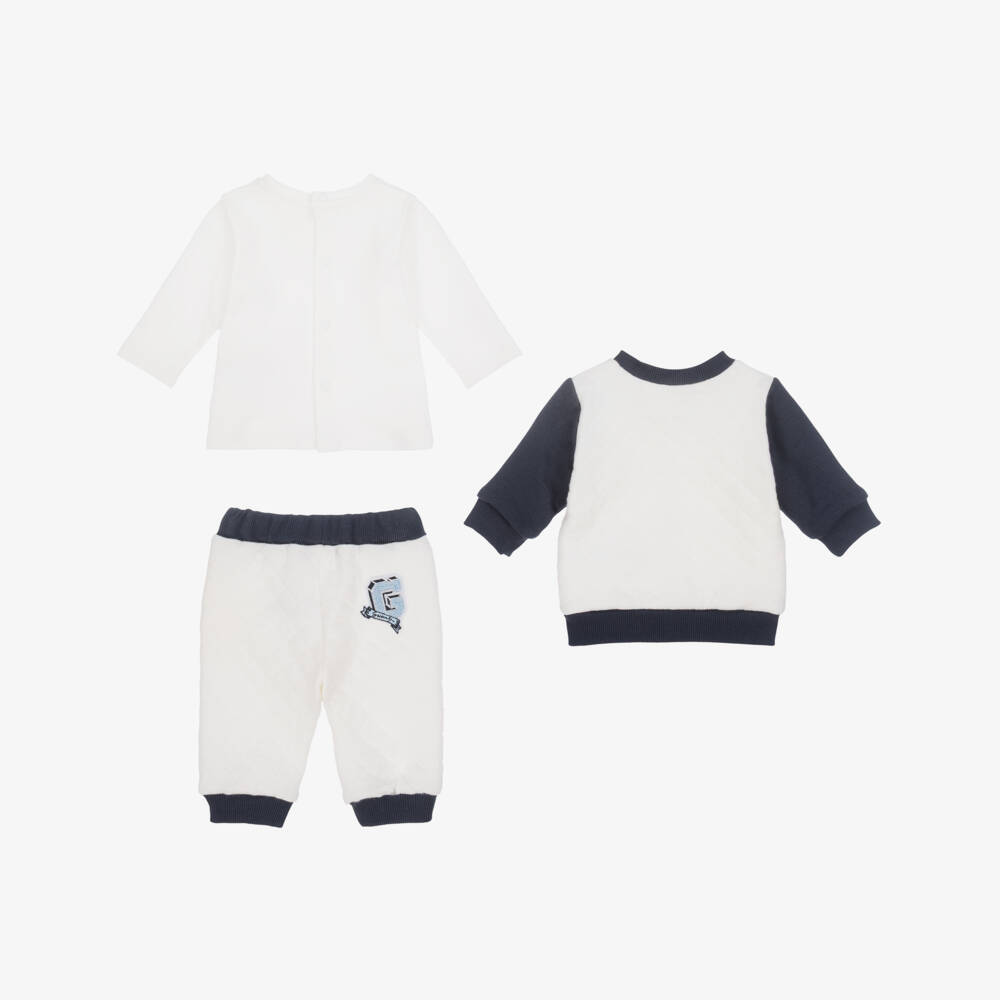 Givenchy-Baby Boys Ivory Quilted Jersey Trouser Set | Childrensalon Outlet