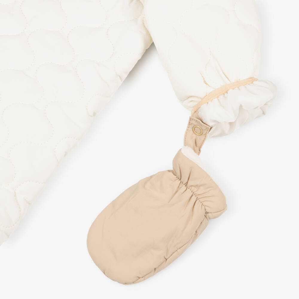 Timberland-Baby Boys Ivory Quilted Snowsuit with Cosy Fleece Lining | Childrensalon Outlet