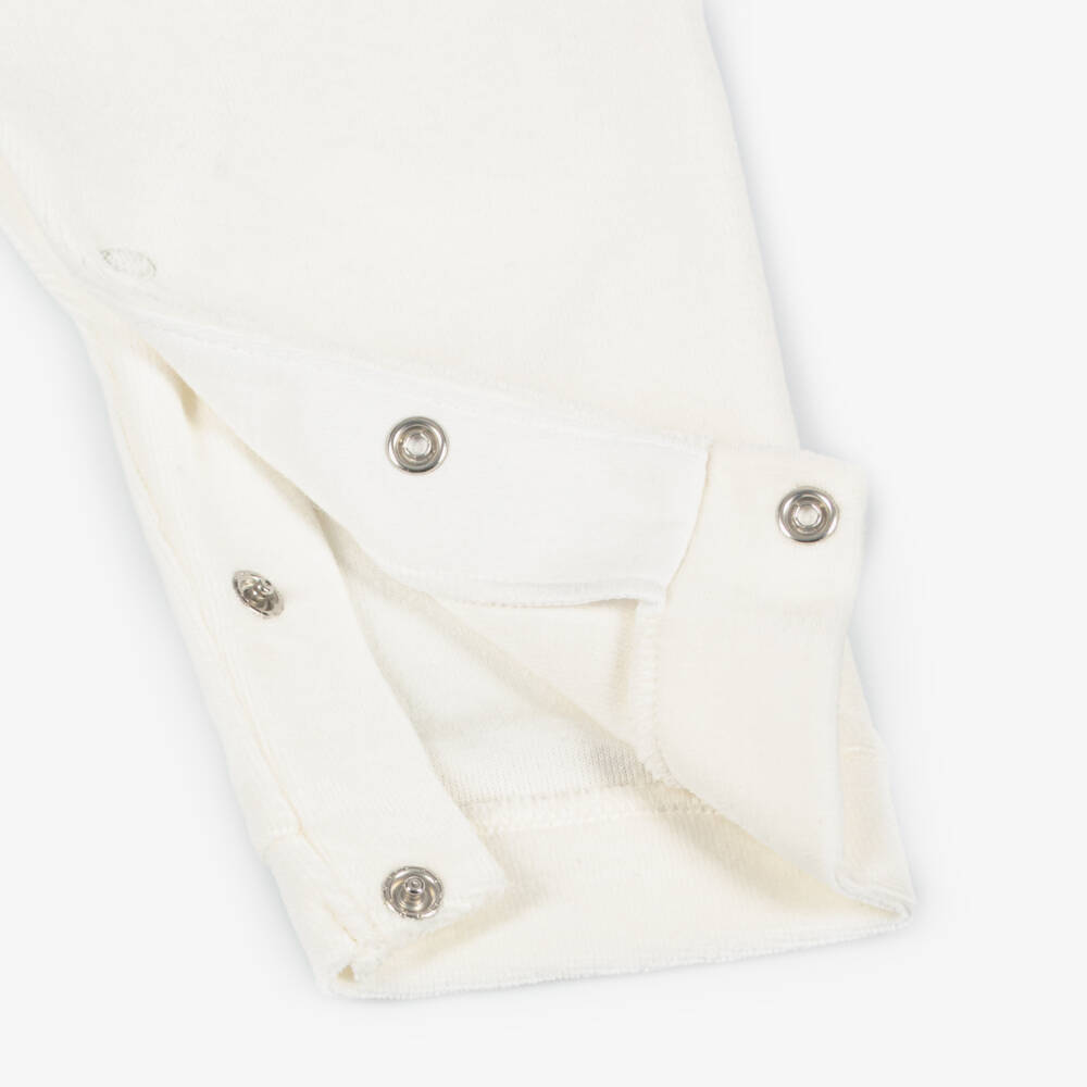 Sofija-Baby Boys Ivory Velour Romper Suit | Childrensalon Outlet