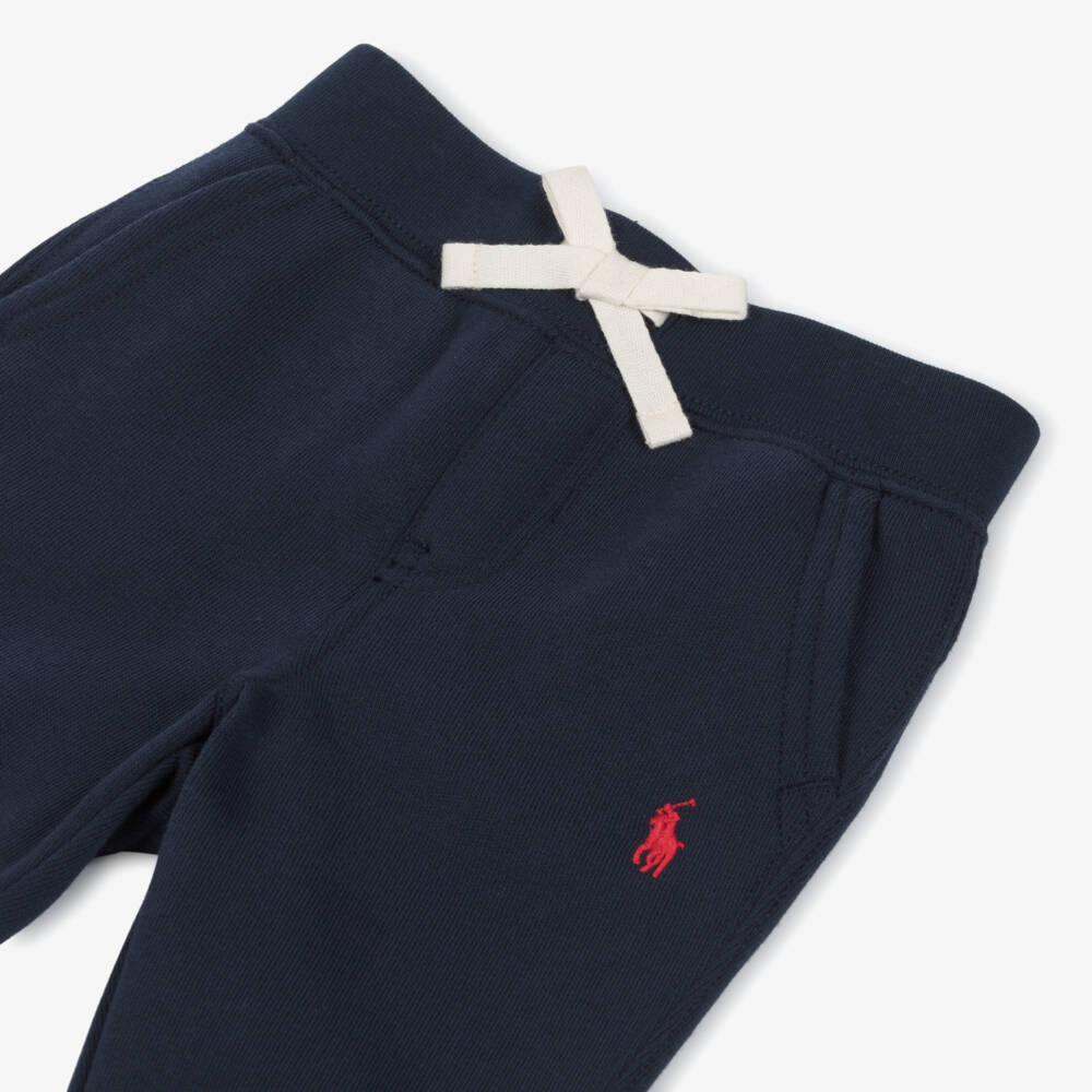 Ralph Lauren-Baby Boys Navy Blue Cotton Cuffed Joggers | Childrensalon Outlet