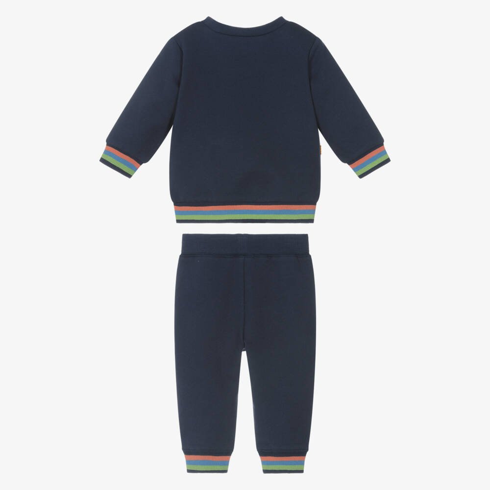 Little Me-Baby Boys Navy Blue Cotton Dinosaur Tracksuit | Childrensalon Outlet