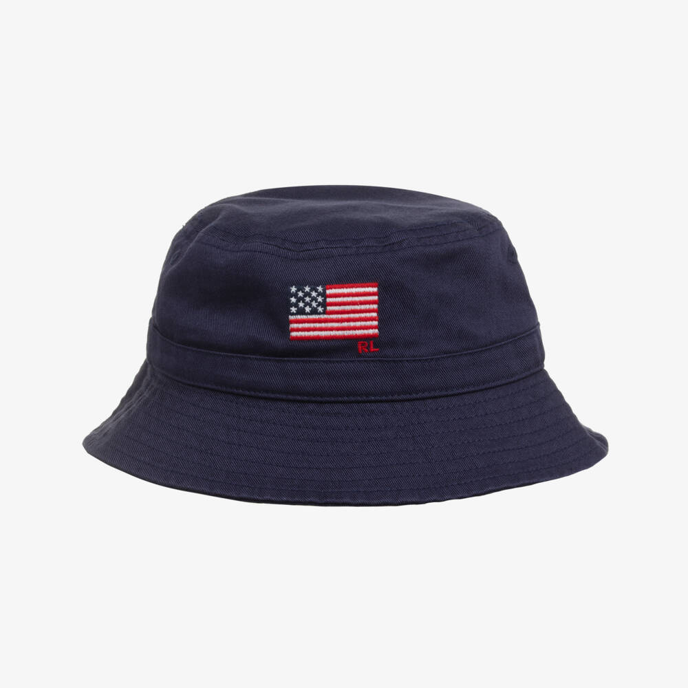 Ralph Lauren-Baby Boys Navy Blue Cotton Flag Bucket Hat | Childrensalon Outlet