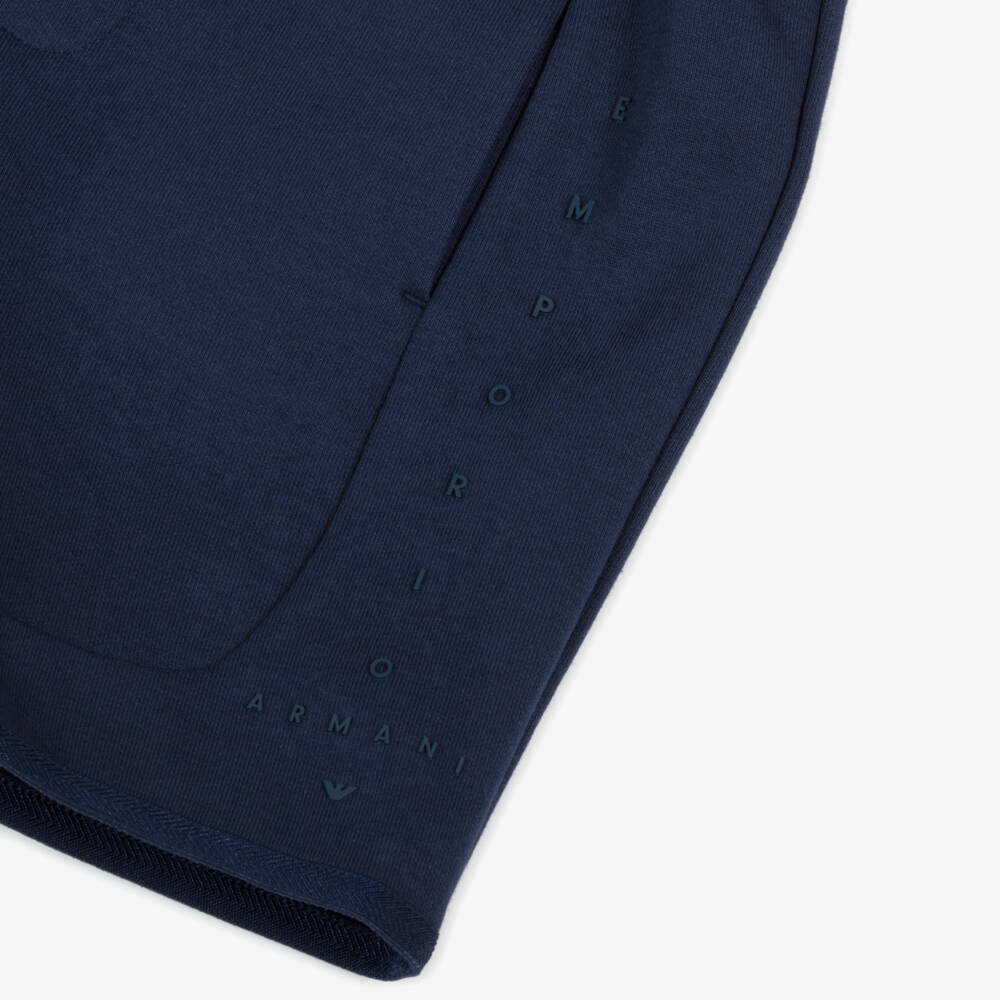 Emporio Armani-Baby Boys Navy Blue Cotton Shorts Set with Tonal Logo | Childrensalon Outlet