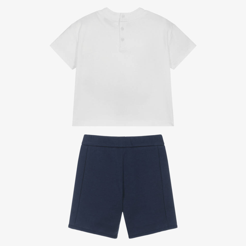 Emporio Armani-Baby Boys Navy Blue Cotton Shorts Set with Tonal Logo | Childrensalon Outlet