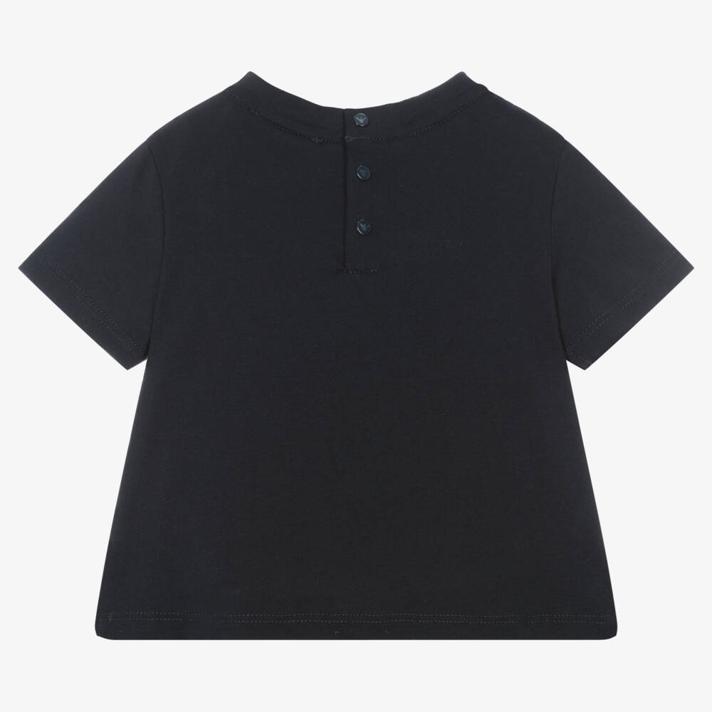 Emporio Armani-Baby Boys Navy Blue Cotton T-Shirt | Childrensalon Outlet