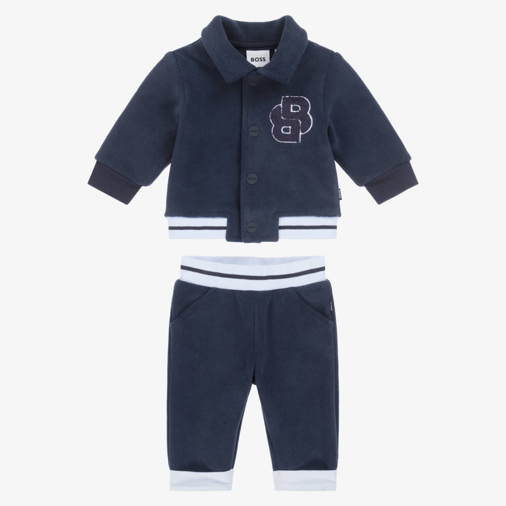 BOSS-Baby Boys Navy Blue Fleece Tracksuit | Childrensalon Outlet