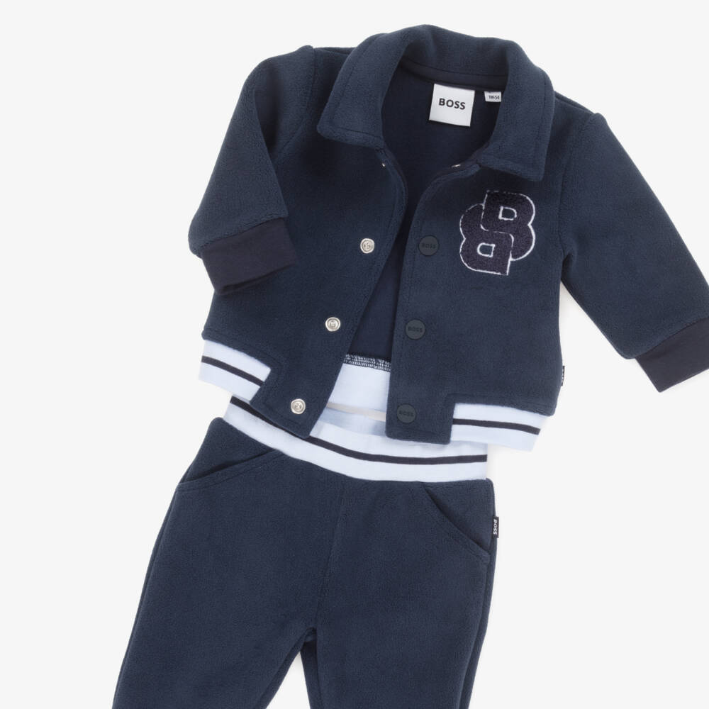 BOSS-Baby Boys Navy Blue Fleece Tracksuit | Childrensalon Outlet