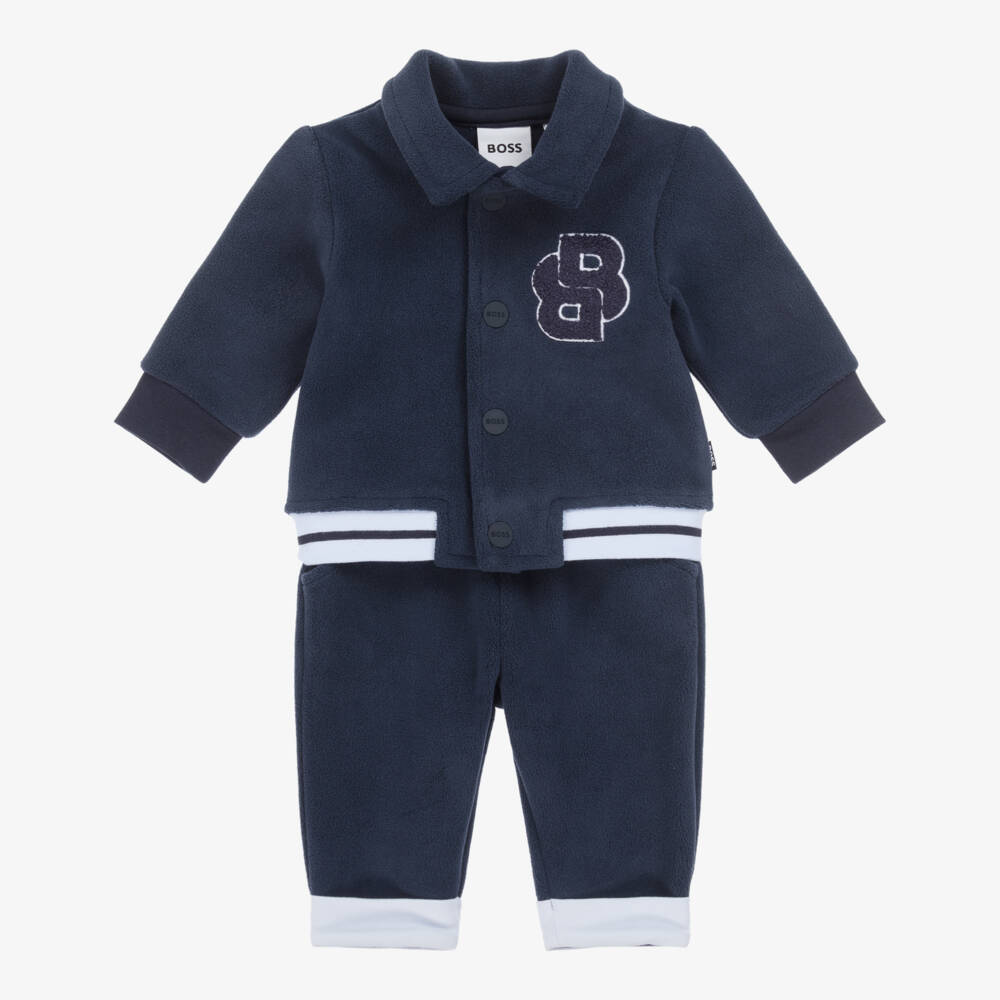 BOSS-Baby Boys Navy Blue Fleece Tracksuit | Childrensalon Outlet