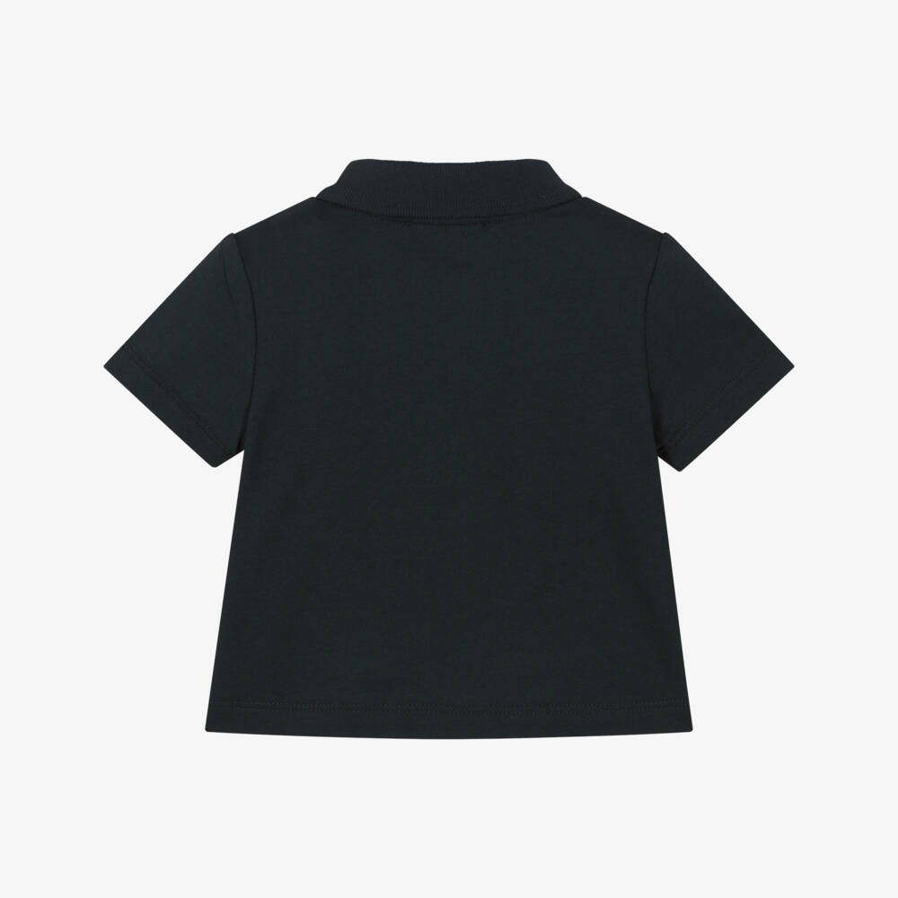 Emporio Armani-Baby Boys Navy Blue Flocked Pocket Polo Shirt | Childrensalon Outlet