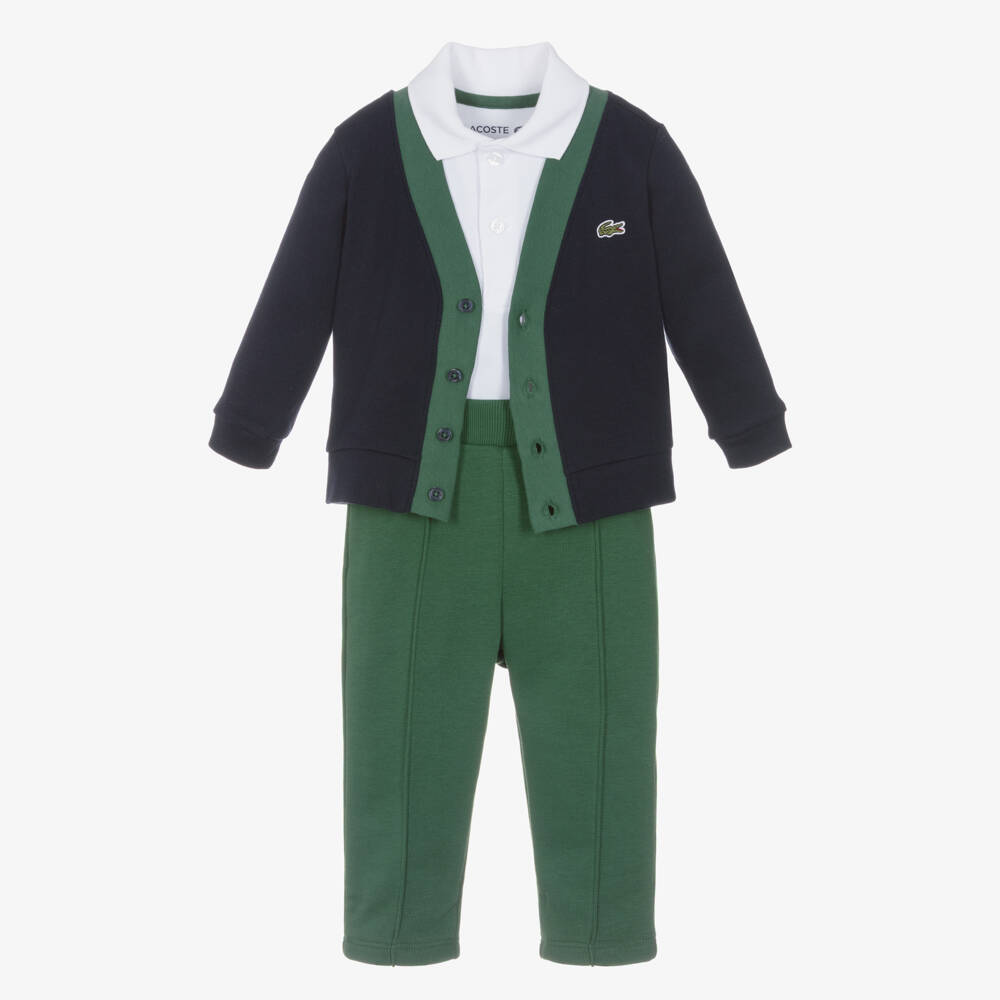 Lacoste-Baby Boys Navy Blue & Green Trouser Set | Childrensalon Outlet