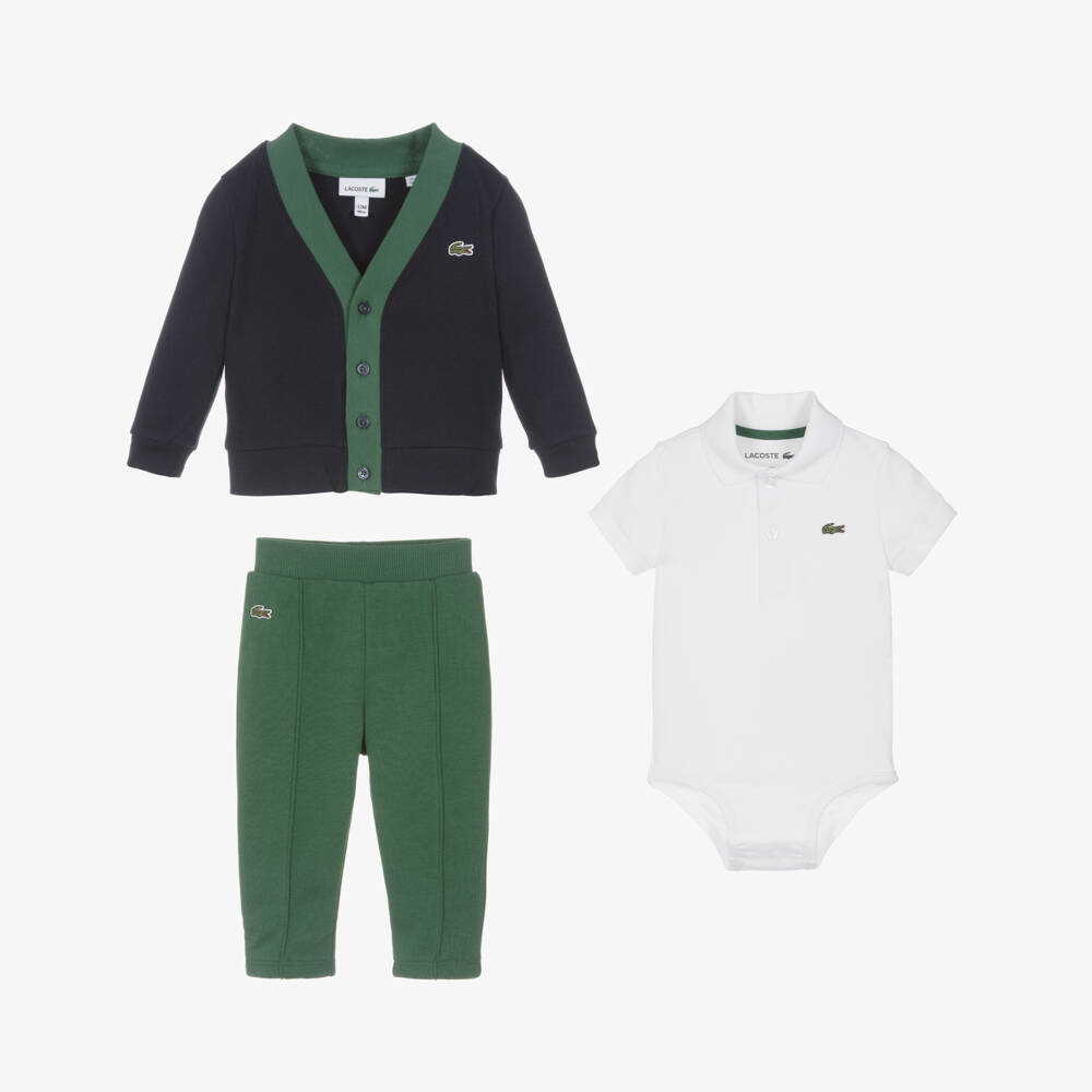 Lacoste-Baby Boys Navy Blue & Green Trouser Set | Childrensalon Outlet