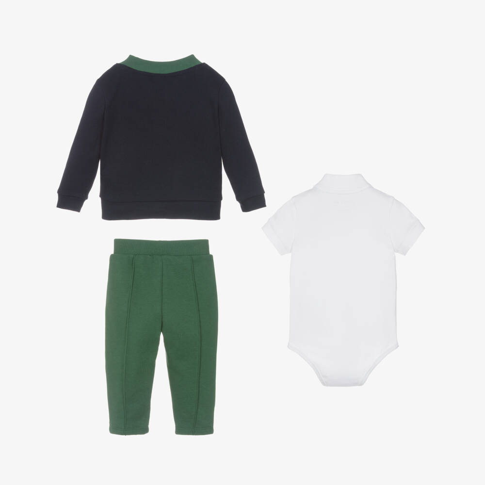 Lacoste-Baby Boys Navy Blue & Green Trouser Set | Childrensalon Outlet