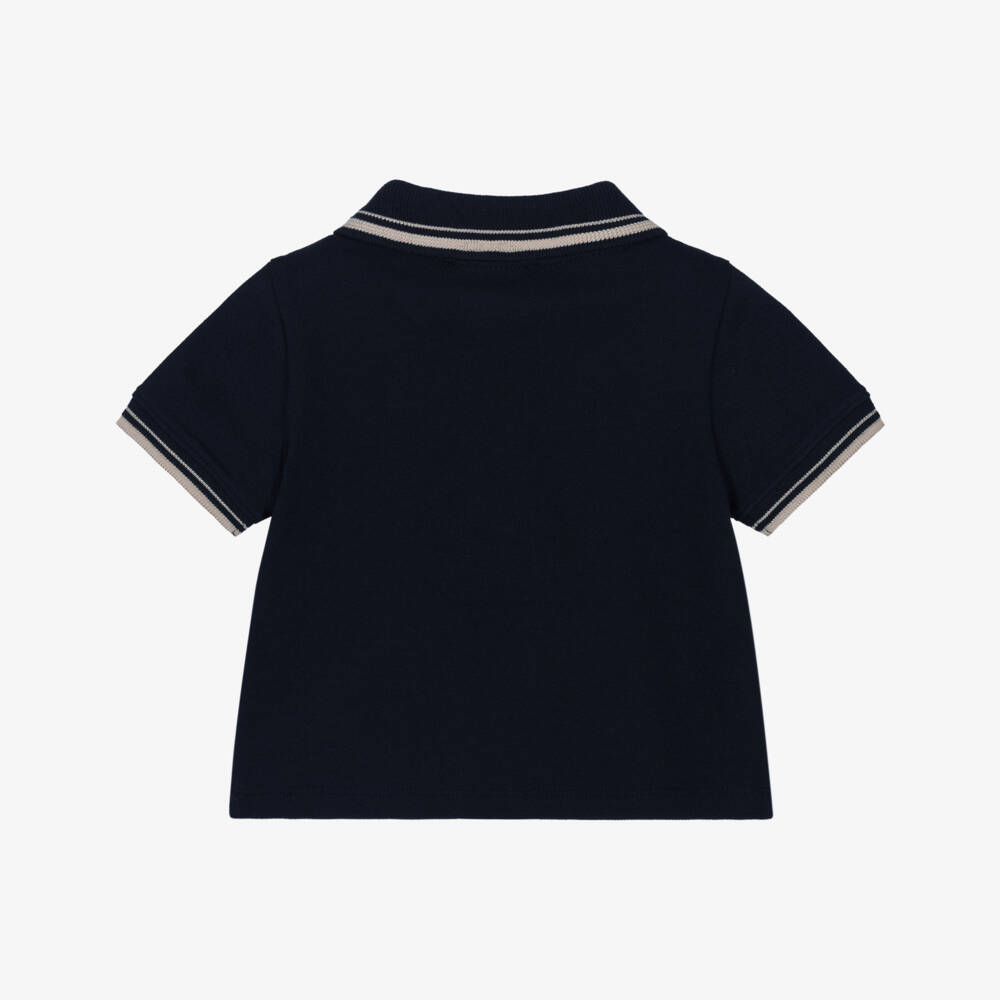 Emporio Armani-Baby Boys Navy Blue Piqué Tipped Polo Shirt | Childrensalon Outlet