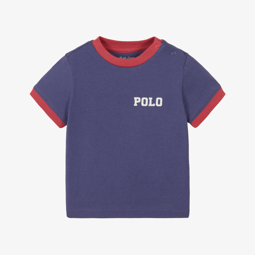 Ralph Lauren-Baby Boys Navy Blue Polo Logo T-Shirt | Childrensalon Outlet