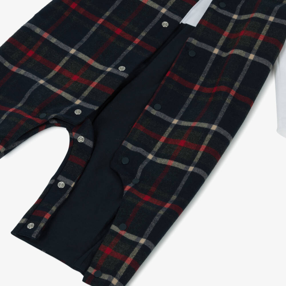 Patachou-Baby Boys Navy Blue Tartan Romper | Childrensalon Outlet