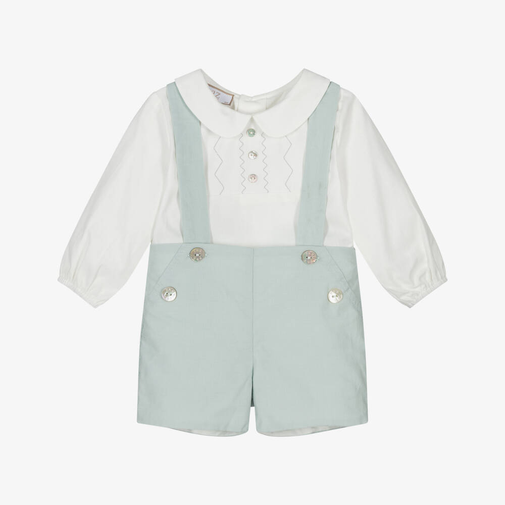 PAZ Rodríguez-Baby Boys Pale Green Needlecord Shorts Set | Childrensalon Outlet