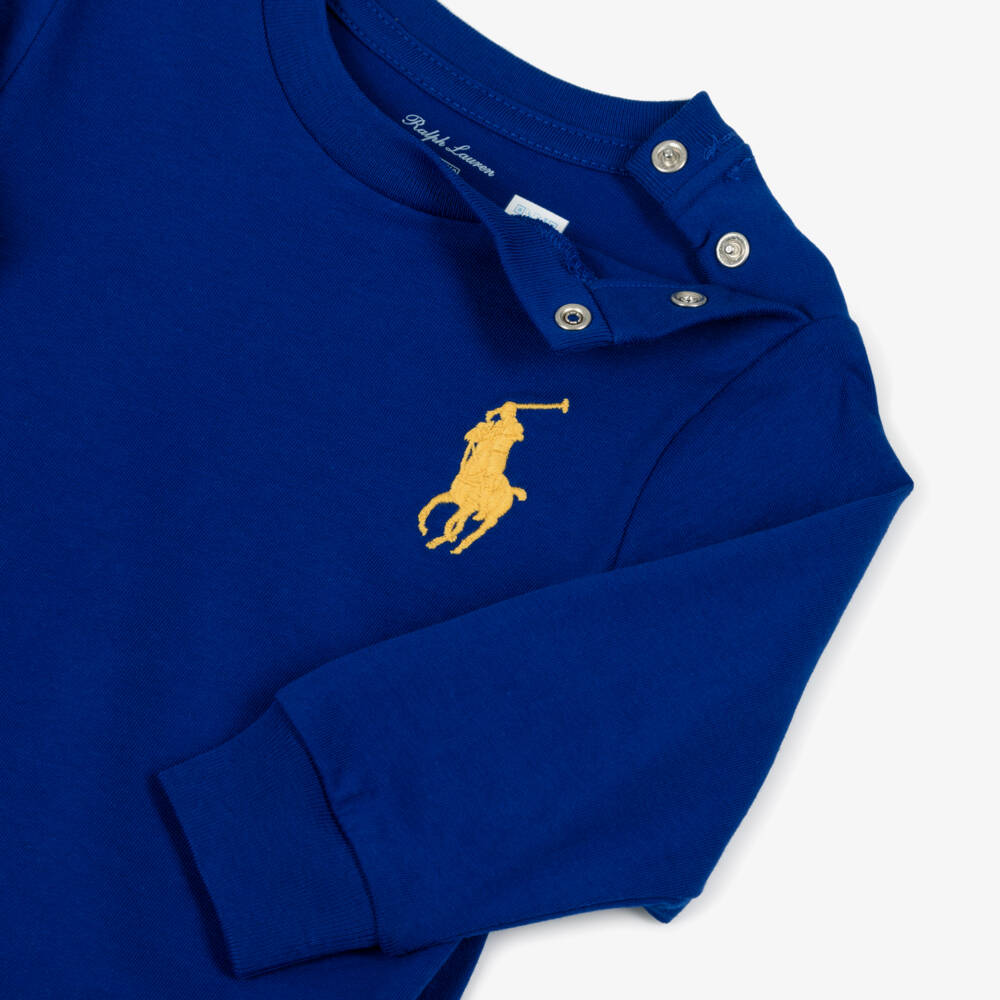 Ralph Lauren-Baby Boys Royal Blue Cotton Big Pony Top | Childrensalon Outlet