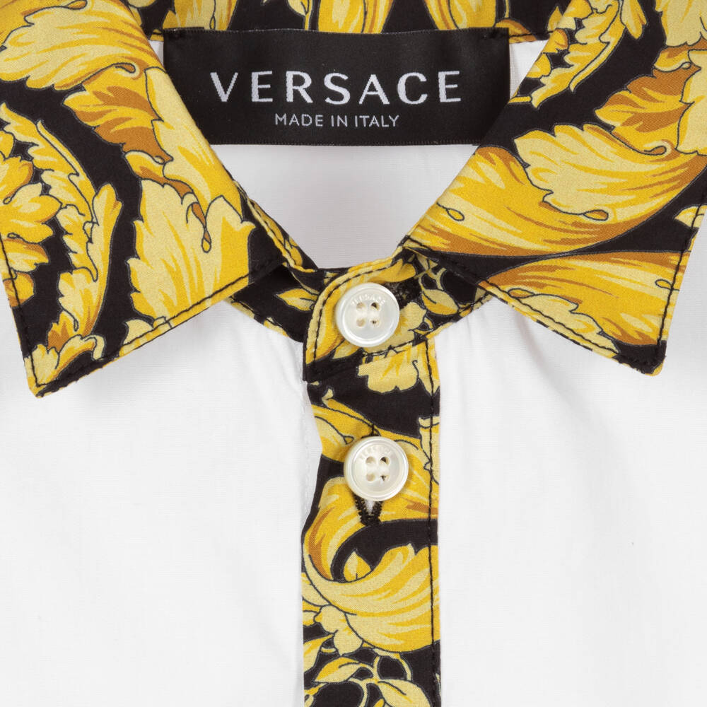 Versace-Baby Boys White Barocco Shirt | Childrensalon Outlet