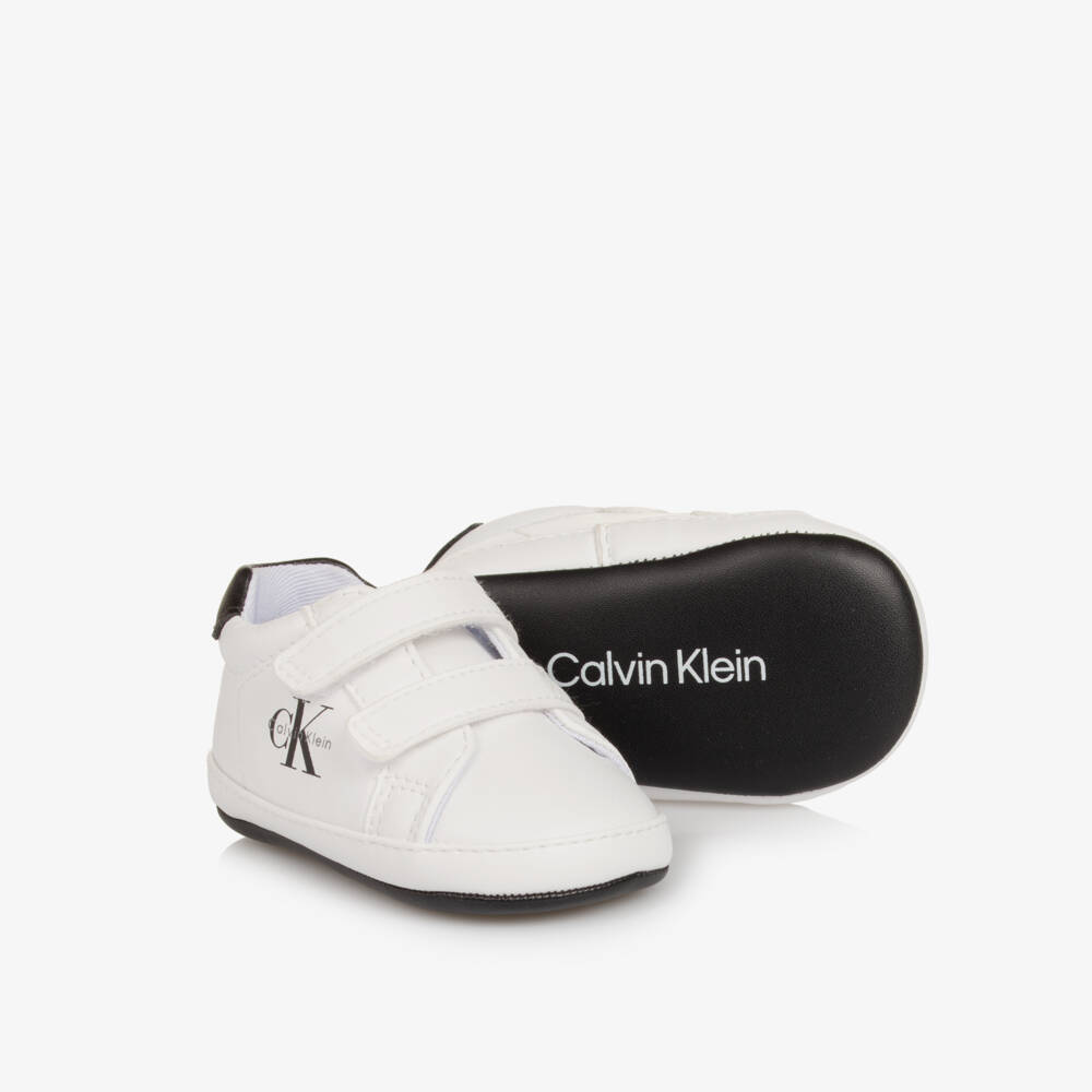 Calvin Klein-Baby Boys White & Black CK Logo Pre-Walkers | Childrensalon Outlet