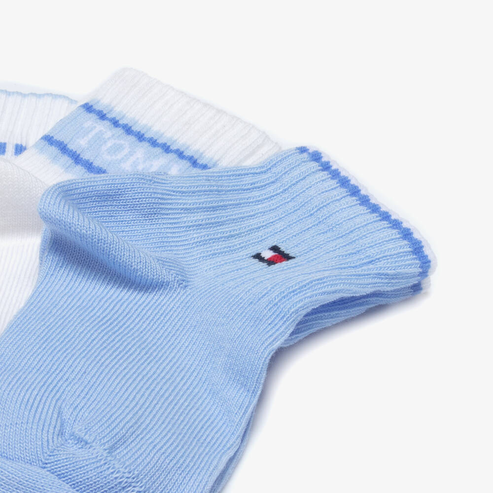 Tommy Hilfiger-Baby Boys White & Blue Cotton Socks (3 Pack) | Childrensalon Outlet