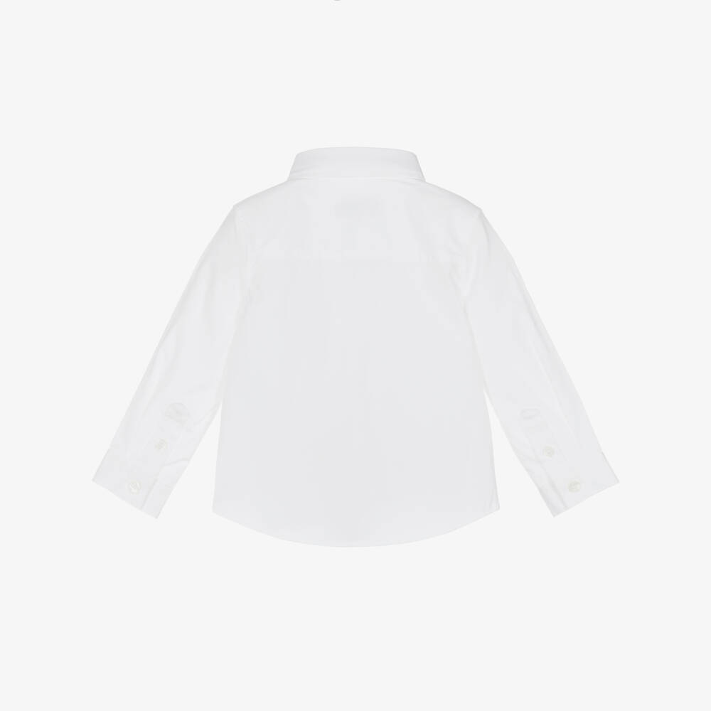 Burberry-Baby Boys White Cotton EKD Logo Shirt | Childrensalon Outlet