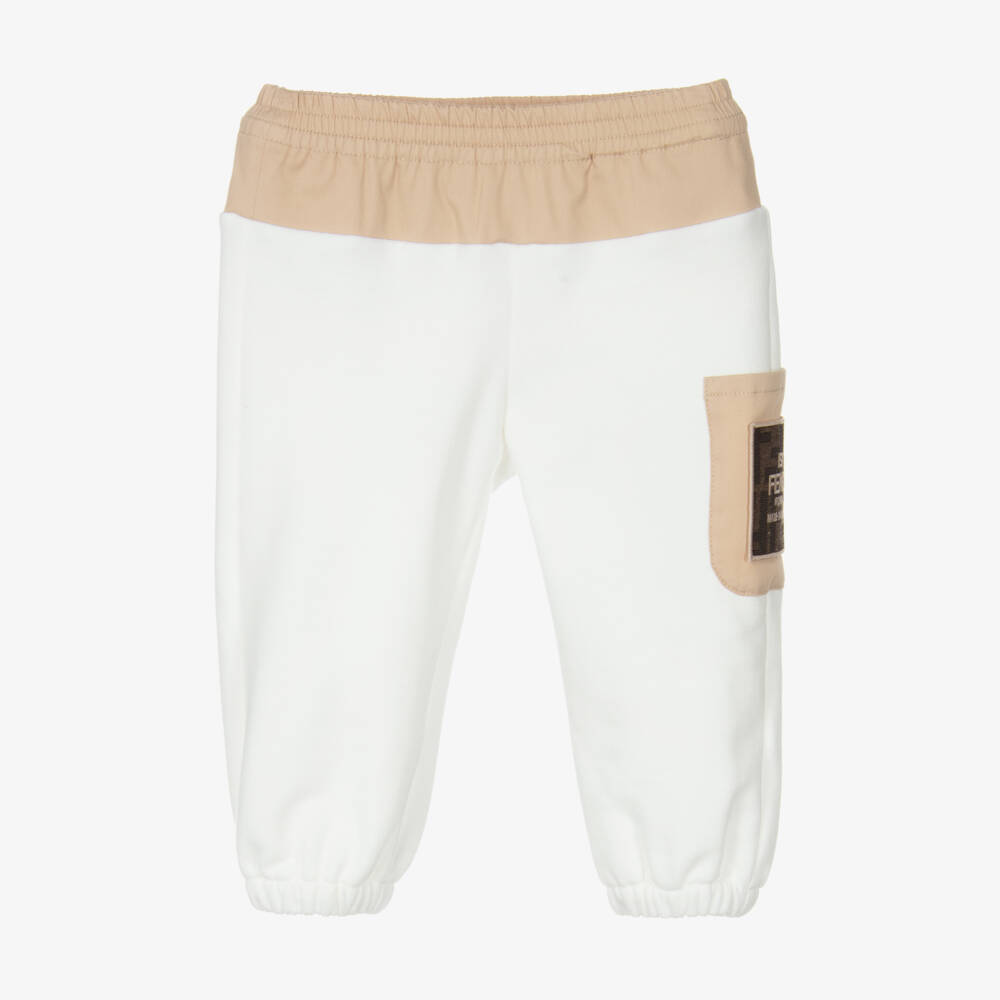 Fendi-Baby Boys White Cotton Joggers | Childrensalon Outlet