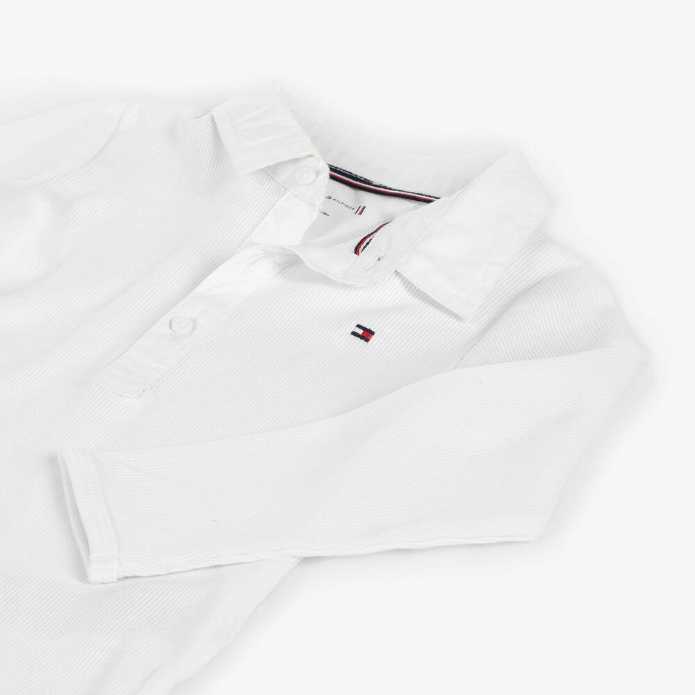 Tommy Hilfiger-Baby Boys White Cotton Long-Sleeved Bodysuit | Childrensalon Outlet