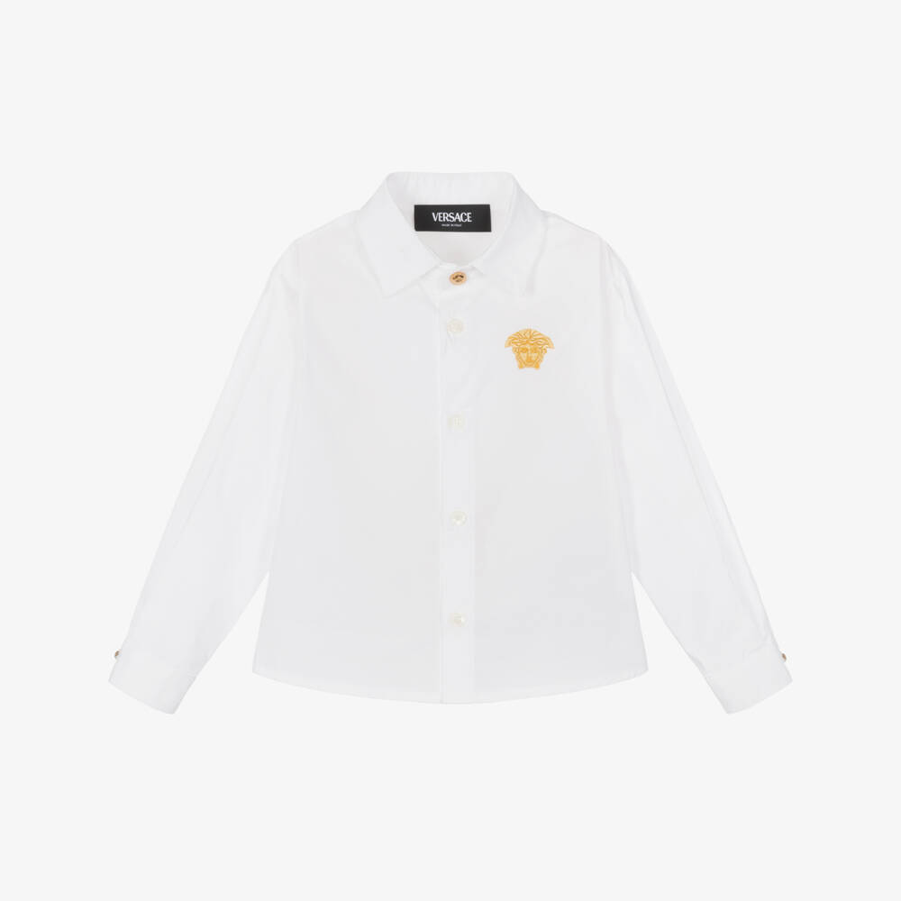 Versace-Baby Boys White Cotton Medusa Shirt | Childrensalon Outlet