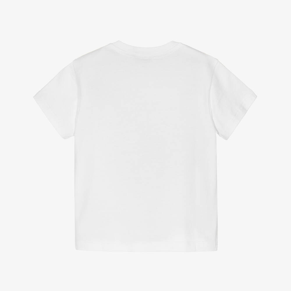 Dolce & Gabbana-Baby Boys White Cotton T-Shirt with Flocked Logo | Childrensalon Outlet