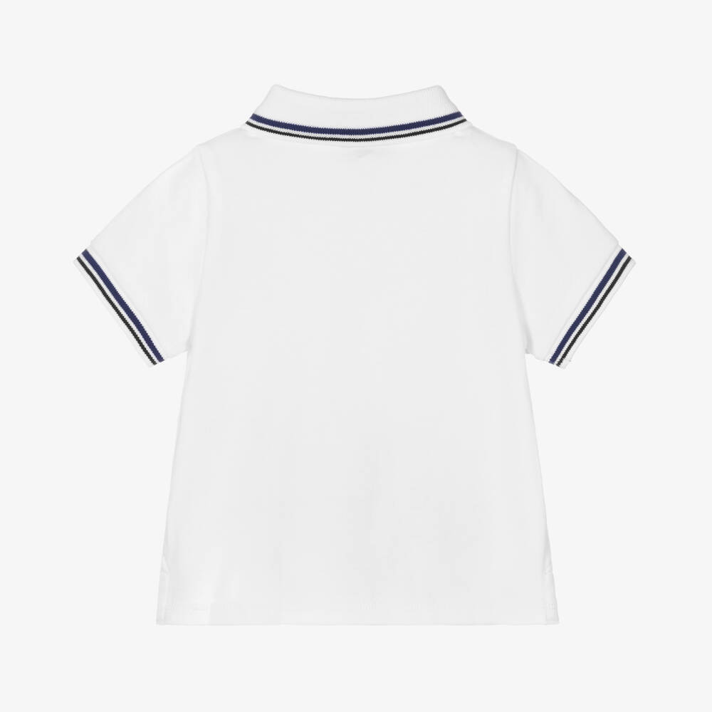 Emporio Armani-Baby Boys White Eagle Logo Cotton Polo Shirt | Childrensalon Outlet