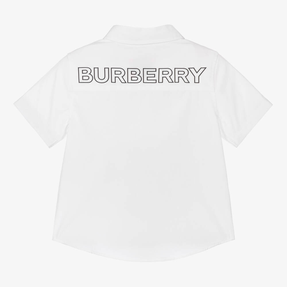 Burberry-Baby Boys White Logo Back Cotton Shirt | Childrensalon Outlet