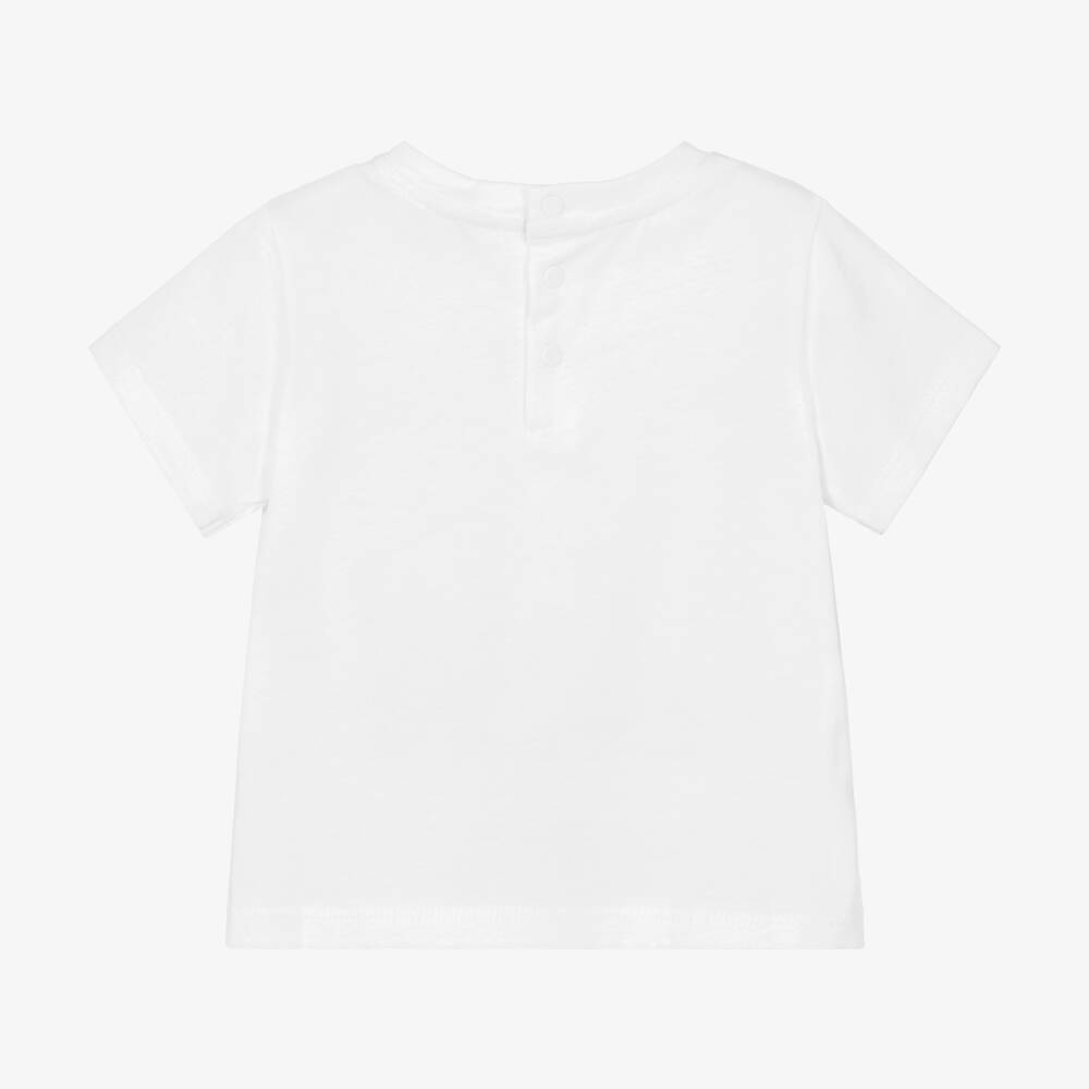 Emporio Armani-Baby Boys White Short-Sleeved Cotton T-Shirt | Childrensalon Outlet