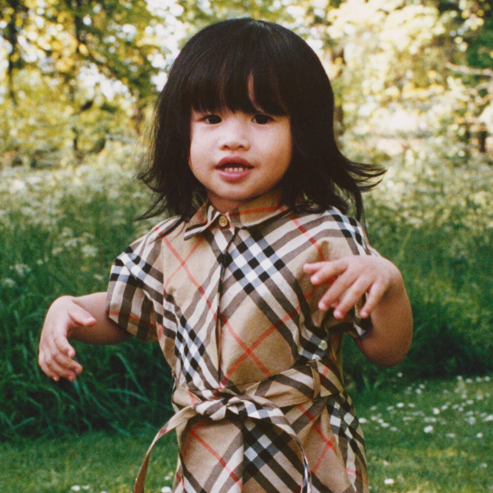 Burberry-Baby Girls Beige Check Dress | Childrensalon Outlet