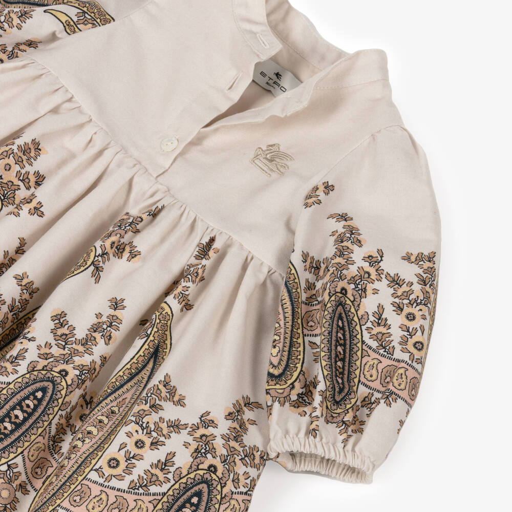 Etro-Baby Girls Beige Cotton Paisley Dress | Childrensalon Outlet